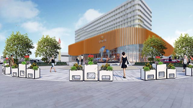 公园人行道景观隔离组合花箱