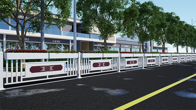 水墨丹青花箱护栏