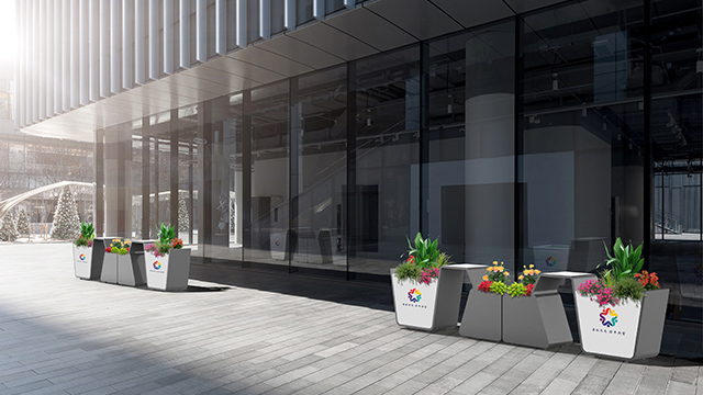 商业人行道隔离组合花箱